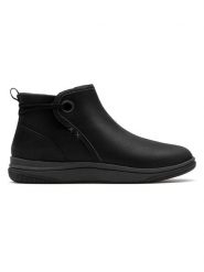 Clarks Botki w kolorze czarnym rozmiar: 39,5. Czarne botki damskie Clarks, bez obcasa, bez zapięcia. Za 173.99 zł.