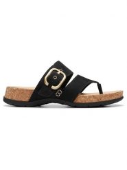 Clarks Skórzane japonki "Reileigh Park" w kolorze czarnym rozmiar: 37. Czarne klapki damskie Clarks, bez wzorów, z nubiku, z otwartym noskiem, bez obcasa, bez zapięcia. Za 149.31 zł.
