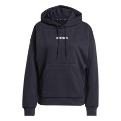 Bluza damska adidas Essentials Linear French Terry Hoodie - czarna. Czarne bluzy damskie Adidas, xl, bez wzorów, z bawełny, bez kaptura. Za 195.99 zł.