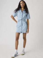 Levi's Sukienka dżinsowa w kolorze błękitnym rozmiar: M. Niebieskie sukienki damskie Levi's, bez wzorów, z bawełny, bez ramiączek. Za 179.95 zł.