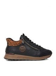 Rieker Sneakersy N1457-00 Czarny. Czarne obuwie sportowe damskie Rieker, z materiału, bez zapięcia. Za 419.99 zł.