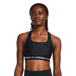 Biustonosz fitness Under Armour Crossback Mid Print. Brązowe biustonosze sportowe damskie Under Armour, bez wzorów. Za 73.99 zł.