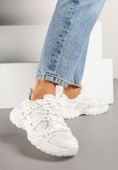 Białe Sneakersy z Designerskim Sznurowaniem Nuritha. Białe obuwie sportowe damskie Renee, bez zapięcia. Za 99.99 zł.