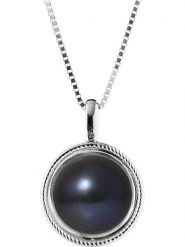 Pearline Srebrny naszyjnik z zawieszką - dł. 42 cm rozmiar: onesize. Czarne naszyjniki damskie Pearline, z perłą, srebrne. Za 217.99 zł.