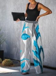 Milan Kiss Spodnie w kolorze szaro-niebiesko-białym rozmiar: L. Niebieskie spodnie materiałowe damskie Milan Kiss, bez wzorów, z materiału. Za 152.99 zł.