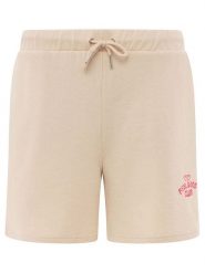 Zwillingsherz Szorty dresowe "Feel Good Club" w kolorze beżowym rozmiar: L/XL. Brązowe szorty damskie Zwillingsherz, bez wzorów, z bawełny. Za 104.99 zł.