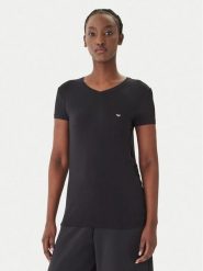 Emporio Armani T-Shirt EW000409 AF19024 UC001 Czarny Regular Fit. Czarne t-shirty damskie Emporio Armani, m, bez wzorów, z bawełny, bez kołnierzyka. Za 259.99 zł.