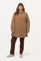 Damskie Kurtka dwustronna pikowanie/plusz kołnierzyk koszulowy zatrzaski. Czarne kurtki damskie Ulla Popken, plus size, bez wzorów, z materiału, bez kaptura. Za 639.99 zł.