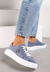 Niebieskie Sznurowane Sneakersy ze Skóry Breana. Niebieskie obuwie sportowe damskie Renee, ze skóry, bez zapięcia. Za 149.99 zł.