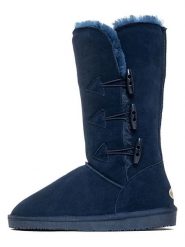 NICEBAY Skórzane kozaki zimowe "Meander" w kolorze granatowym rozmiar: 39. Niebieskie kozaki damskie NICEBAY, na zimę, z materiału, bez obcasa, bez zapięcia. Za 260.99 zł.