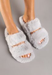 Szare Futrzane Kapcie z Wkładką z Imitacji Zamszu Esaviel. Szare kapcie damskie Born2be, z dzianiny. Za 29.99 zł.