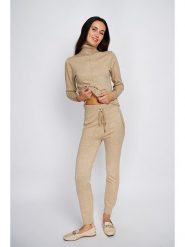 ASSUILI 2-częściowy zestaw w kolorze beżowym rozmiar: 38. Brązowe golfy damskie Assuili, bez wzorów, z dresówki, bez ramiączek. Za 228.38 zł.