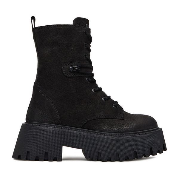 Trzewiki G-Star Raw. Czarne botki damskie G-Star Raw, retro, bez obcasa, na płaskiej podeszwie, bez zapięcia. Za 429.99 zł.