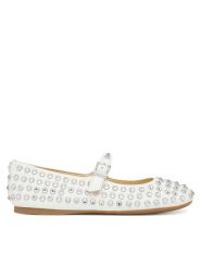 Guess Baleriny FLTKDL ELE02 Biały. Białe balerinki damskie Guess, z aplikacjami, ze skóry. Za 489.99 zł.