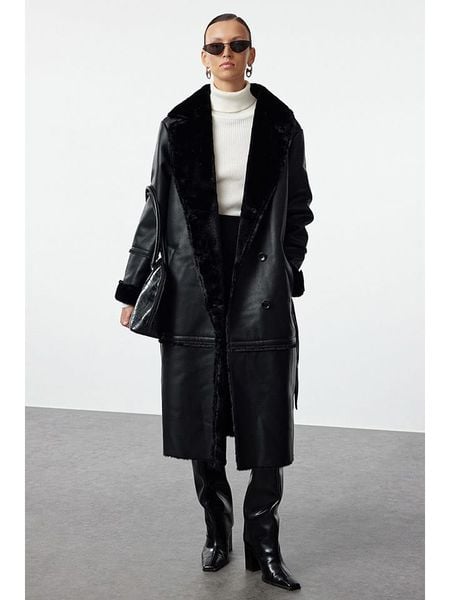 Trendyol Płaszcz w kolorze czarnym rozmiar: 38. Czarne płaszcze damskie Trendyol, bez wzorów, bez kaptura. Za 140.53 zł.