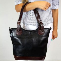 Torebka skórzana damska DAN-A T195B koniakowo-czarna. Czarne torebki klasyczne damskie DAN-A, ze skóry, bez dodatków. Za 399.99 zł.