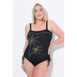 Damski Strój kąpielowy uniwersalny miękkie miseczki odpinane ramiączka. Czarne stroje jednoczęściowe Ulla Popken, bez wzorów, z elastanu. Za 294.99 zł.