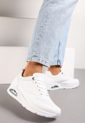 Białe Sneakersy z Podeszwą Air i Ozdobną Perforacją Florias. Białe obuwie sportowe casual damskie Born2be. Za 79.99 zł.