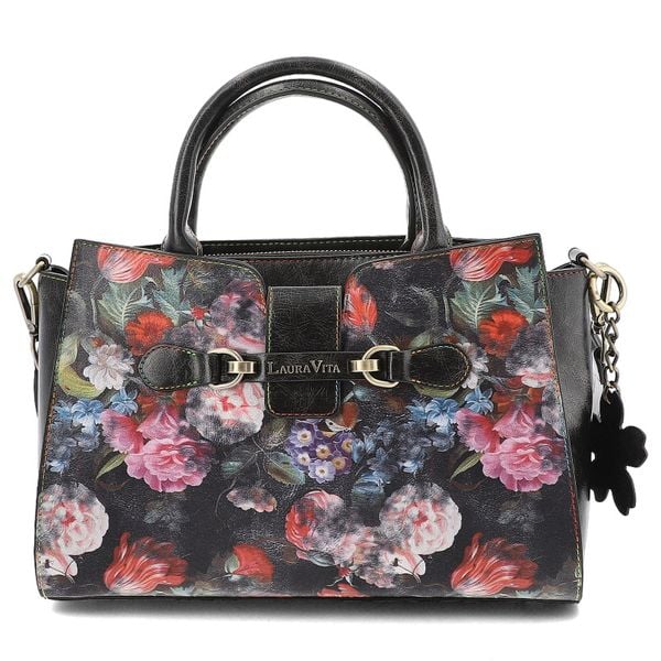 Czarna Torebka Laura Vita Stylowy Kuferek Damski. Czarne kuferki damskie LAURA VITA, z aplikacjami, do ręki, zdobione, bez dodatków. Za 280.99 zł.