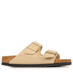 Sandały Birkenstock Arizona Birko Flor Damskie. Brązowe sandały damskie Birkenstock, bez wzorów, z materiału, bez obcasa, bez zapięcia. Za 485.70 zł.