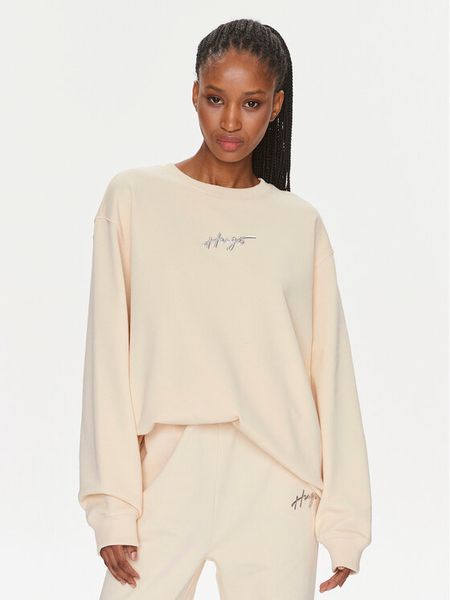 Hugo Bluza Classic 50508558 Beżowy Relaxed Fit. Brązowe bluzy damskie Hugo, xl, bez wzorów, z bawełny, bez kaptura. Za 459.99 zł.