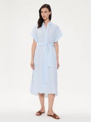United Colors Of Benetton Sukienka koszulowa 4QL3DV08R Błękitny Regular Fit. Niebieskie sukienki damskie United Colors Of Benetton, bez wzorów, z bawełny, bez ramiączek. Za 179.99 zł.