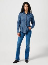 Wrangler Koszula dżinsowa - Slim fit - w kolorze niebieskim rozmiar: L. Niebieskie koszule damskie Wrangler, l, bez wzorów, bez kołnierzyka, bez ramiączek. Za 188.85 zł.