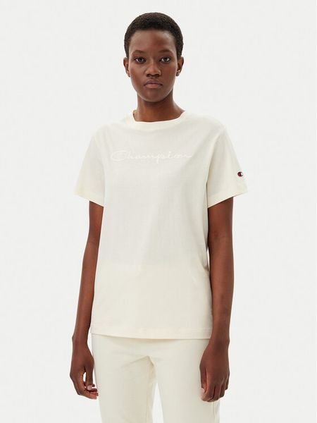 Champion T-Shirt 117650 Écru Slim Fit. T-shirty damskie Champion, s, bez wzorów, z bawełny, bez kołnierzyka. Za 49.99 zł.