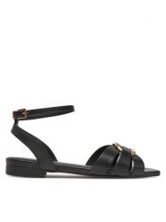 TWINSET Sandały Ciabatta 251GCJ04A Czarny. Czarne sandały damskie Twinset, bez wzorów, ze skóry, bez obcasa, na płaskiej podeszwie, bez zapięcia. Za 419.99 zł.
