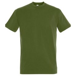 Koszulka Unisex Dla Dorosłych Z Bawełny Imperial Ringspun. Zielone bluzki damskie SOL'S, s, bez wzorów, z bawełny, sportowe, bez kołnierzyka, bez ramiączek. Za 41.99 zł.