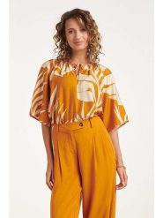 Smashed Lemon Bluzka w kolorze pomarańczowo-kremowym rozmiar: XL. Brązowe bluzki damskie Smashed Lemon, xl, bez wzorów, bez kołnierzyka, bez ramiączek. Za 204.95 zł.
