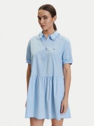 Tommy Jeans Sukienka codzienna DW0DW22995 Niebieski jasny Regular Fit. Niebieskie sukienki damskie Tommy Jeans, bez wzorów, z bawełny, bez ramiączek. Za 449.99 zł.