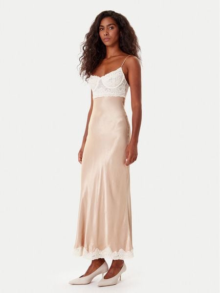 Bardot Sukienka koktajlowa Tzariana 60118DB Beżowy Regular Fit. Brązowe sukienki damskie Bardot, bez wzorów, z syntetyku, wizytowe, bez ramiączek. Za 369.99 zł.