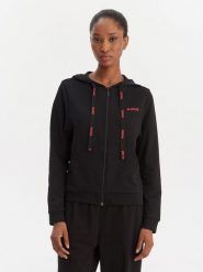 HUGO Bluza 50556350 Czarny Regular Fit. Czarne bluzy damskie Hugo, s, bez wzorów, z syntetyku, bez kaptura. Za 339.99 zł.