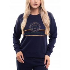 Bluza damska Fila Parella. Niebieskie bluzy damskie Fila, bez wzorów, z bawełny, bez kaptura. Za 180.99 zł.