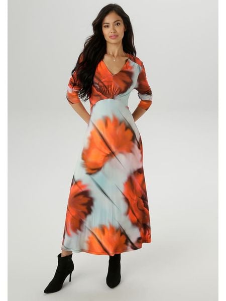 Aniston Sukienka w kolorze pomarańczowo-błękitnym rozmiar: 48. Niebieskie sukienki damskie Aniston, bez wzorów, bez ramiączek. Za 87.19 zł.