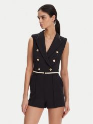 Elisabetta Franchi Kombinezon TU-T45-51E2 Czarny Regular Fit. Czarne sukienki damskie Elisabetta Franchi, bez wzorów, z syntetyku, bez ramiączek. Za 2,399.00 zł.