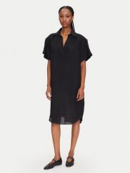 Gant Sukienka letnia 4503433 Czarny Relaxed Fit. Czarne sukienki damskie Gant, bez wzorów, ze lnu, bez ramiączek. Za 419.99 zł.