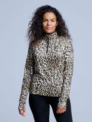 Bluza narciarska - Damska - Arty - Wzór w panterkę. Brązowe bluzy damskie POEDERBAAS, na zimę, m, bez wzorów, z elastanu, bez kaptura. Za 242.82 zł.