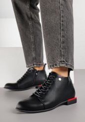 Czarne Botki Typu Trzewiki Vices Implie. Czarne botki damskie Born2be, z jeansu, eleganckie, bez obcasa, na płaskiej podeszwie, bez zapięcia. Za 109.99 zł.