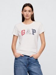 GAP Koszulka w kolorze kremowym rozmiar: XL. Brązowe bluzki damskie GAP, xl, bez wzorów, z bawełny, bez kołnierzyka, bez ramiączek. Za 74.63 zł.