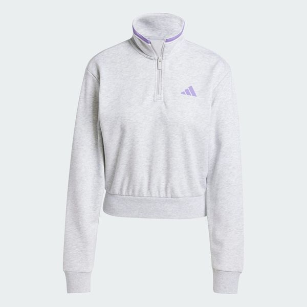 Bluza dresowa Essentials Color Pop French Terry Crop Quarter-Zip. Czerwone bluzy damskie Adidas, xl, bez wzorów, z bawełny, bez kaptura. Za 124.50 zł.