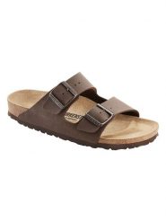 Birkenstock Klapki "Arizona" w kolorze brązowym rozmiar: 38. Brązowe klapki damskie Birkenstock, bez wzorów, z otwartym noskiem, bez obcasa, bez zapięcia. Za 375.55 zł.