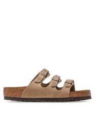 Birkenstock Klapki Florida 1011432 Beżowy. Brązowe klapki damskie Birkenstock, bez wzorów, ze skóry, bez obcasa, bez zapięcia. Za 599.99 zł.