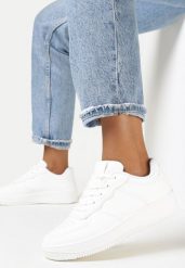 Białe Sneakersy Sznurowane Finos. Białe obuwie sportowe damskie Born2be, z jeansu, bez zapięcia. Za 69.99 zł.