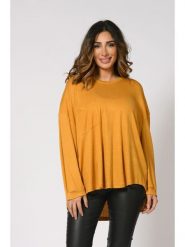 Plus Size Company Koszulka "Hubis" w kolorze musztardowym rozmiar: 42/44. Żółte bluzki damskie Plus Size Company, plus size, bez wzorów, klasyczne, bez kołnierzyka, plus size, bez ramiączek. Za 110.04 zł.