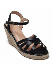 Sixth Sens Sandały w kolorze czarnym na koturnie rozmiar: 37. Czarne sandały damskie Sixth Sens, bez wzorów, z otwartym noskiem, bez obcasa, na koturnie, bez zapięcia. Za 111.33 zł.