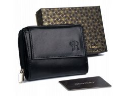 Portfel skórzany Rovicky [DH] 1509-GOAN czarny. Czarne portfele damskie ROVICKY, bez wzorów, ze skóry. Za 69.99 zł.