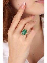 Pierres delicates Pozłacany pierścionek z agatem rozmiar: onesize. Żółte pierścionki damskie Pierres delicates, z agatem, pozłacane. Za 100.28 zł.