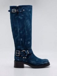 Replay Kozaki w kolorze granatowym rozmiar: 38. Niebieskie kozaki damskie Replay, na zimę, bez obcasa, bez zapięcia. Za 491.99 zł.